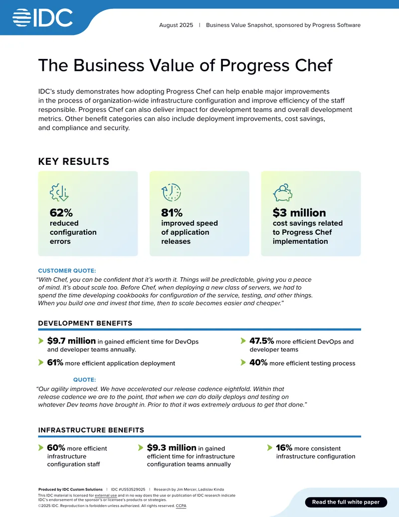 Business Value of Progress Chef Implementation