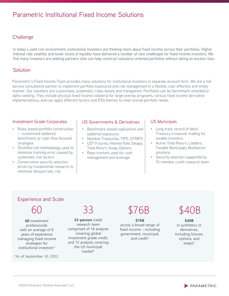 Parametric Institutional Fixed Income Solutions Overview