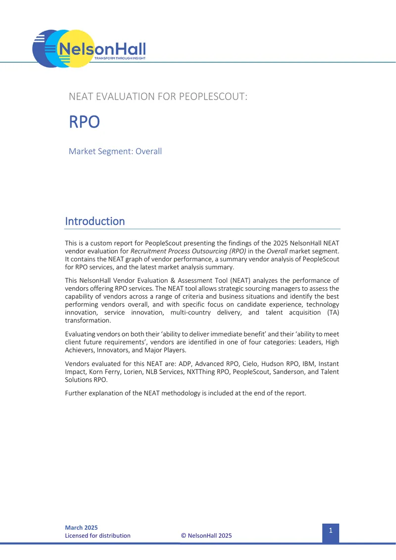 NEAT Evaluation for PeopleScout in RPO Market