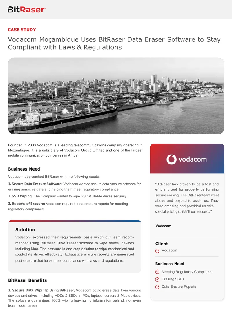 Vodacom Moçambique Data Erasure Compliance Case Study
