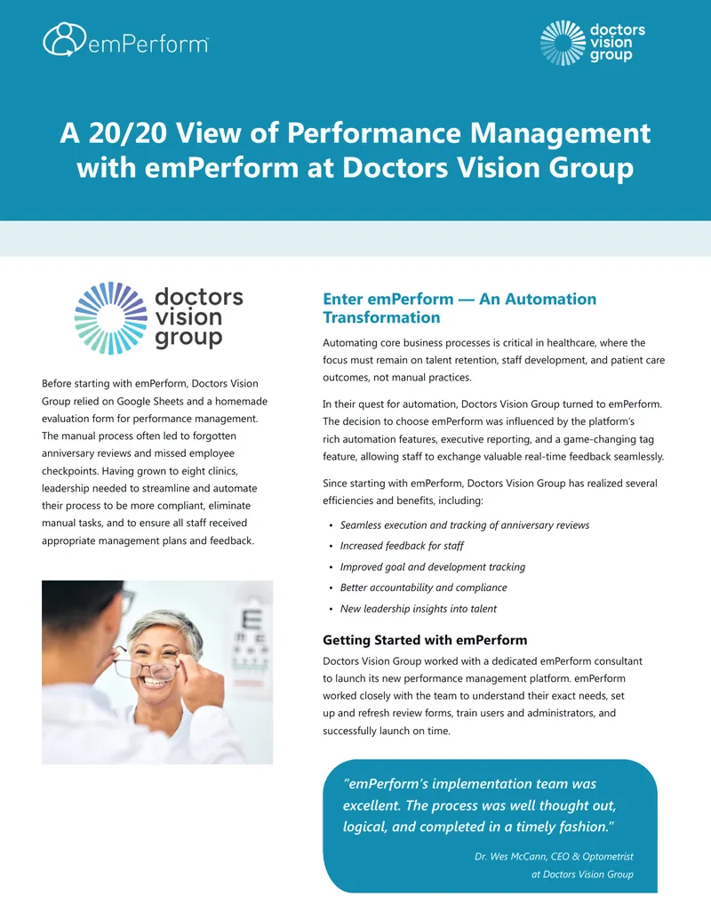 Performance Management Automation at Doctors Vision Group