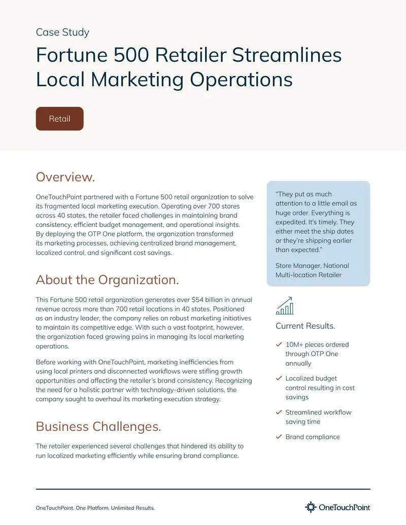 Fortune 500 Retailer Local Marketing Transformation Case Study