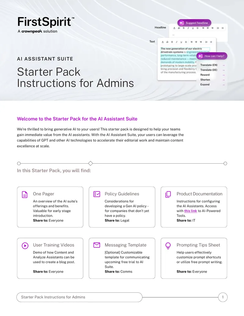 Starter Pack Instructions for AI Assistant Suite