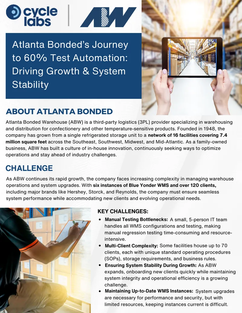 Atlanta Bonded Warehouse Test Automation Implementation