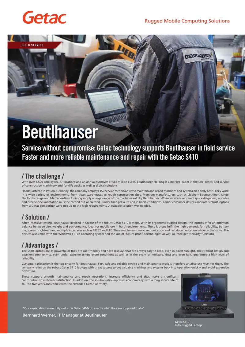 Getac S410 Laptops for Field Service Solutions