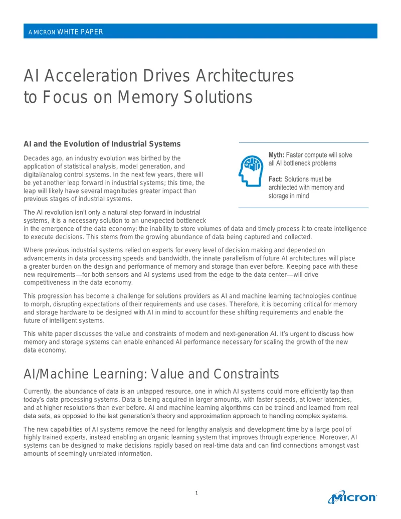AI Acceleration and Memory Solutions in Industrial Systems