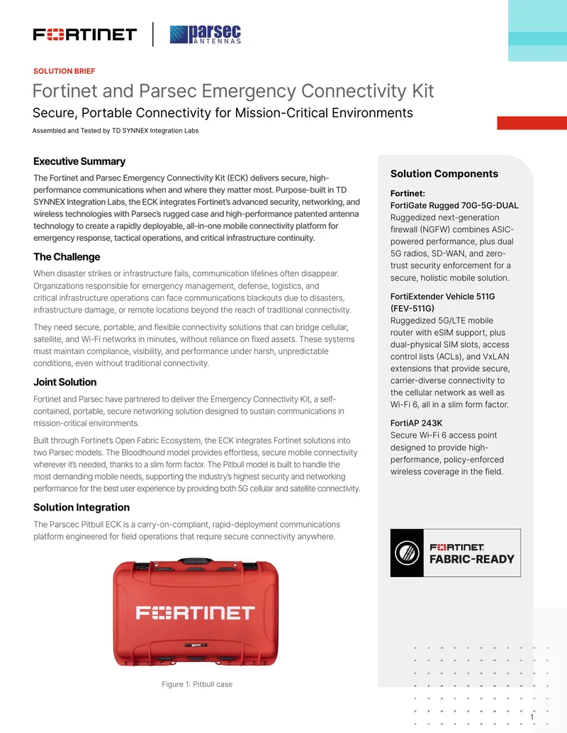 Fortinet and Parsec Emergency Connectivity Kit Overview