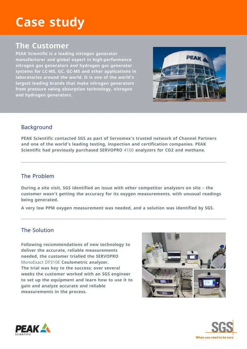 PEAK Scientific Case Study on SERVOPRO MonoExact DF310E