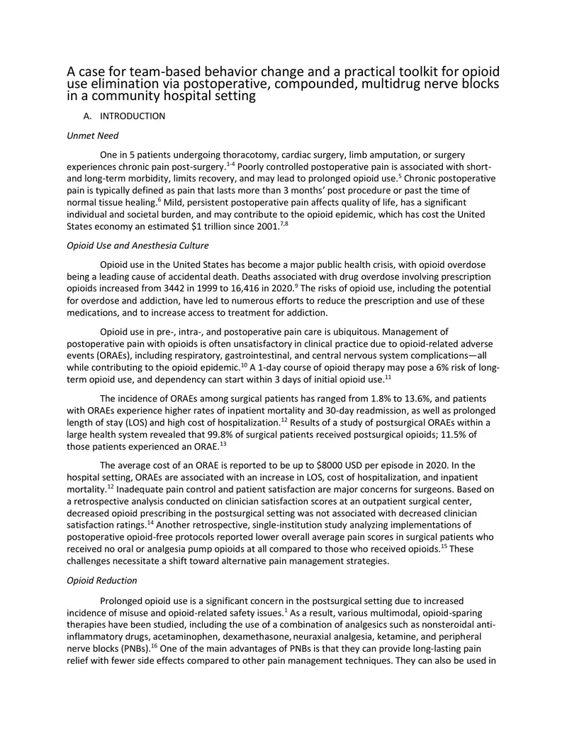 Team-Based Behavior Change for Opioid Use Elimination
