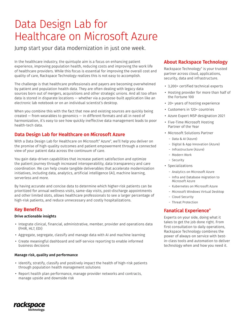 Data Design Lab for Healthcare on Microsoft Azure