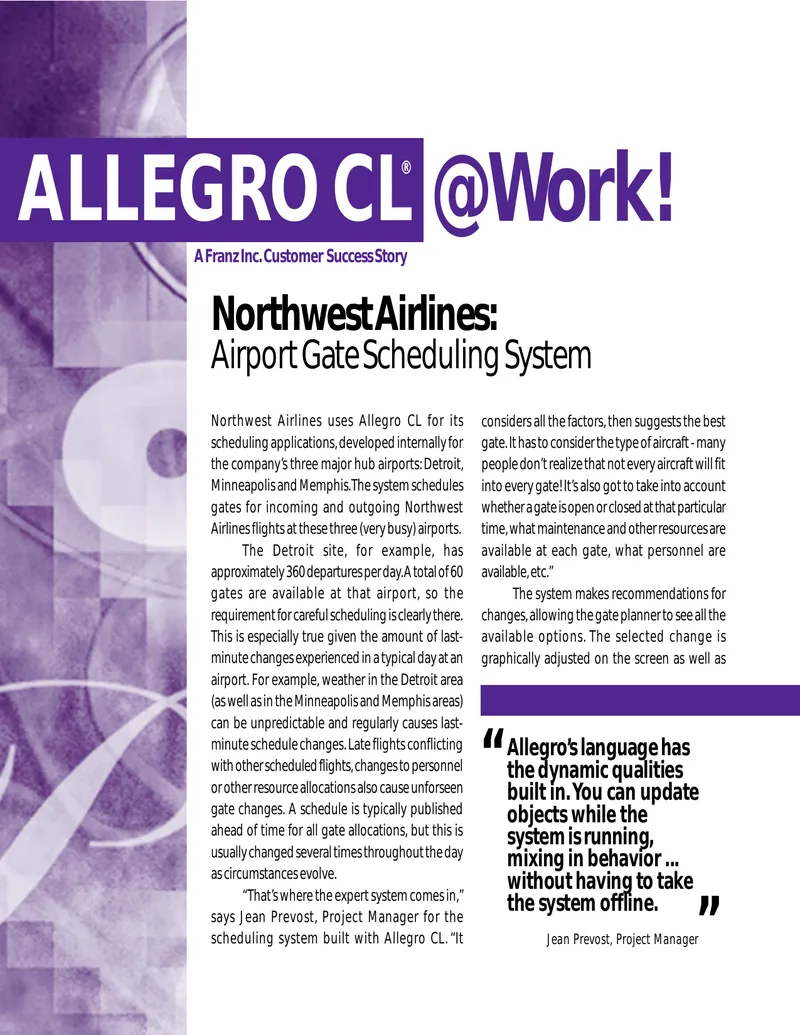 Northwest Airlines Scheduling System Case Study