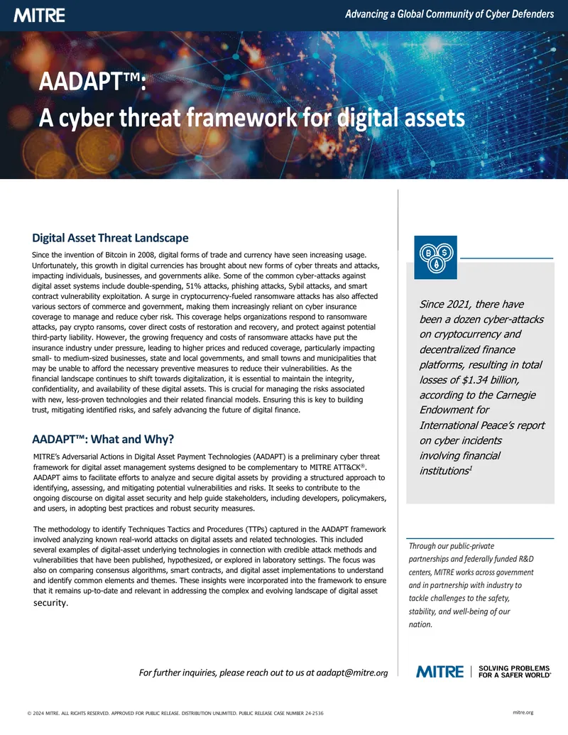 Digital Asset Threat Landscape and AADAPT Framework
