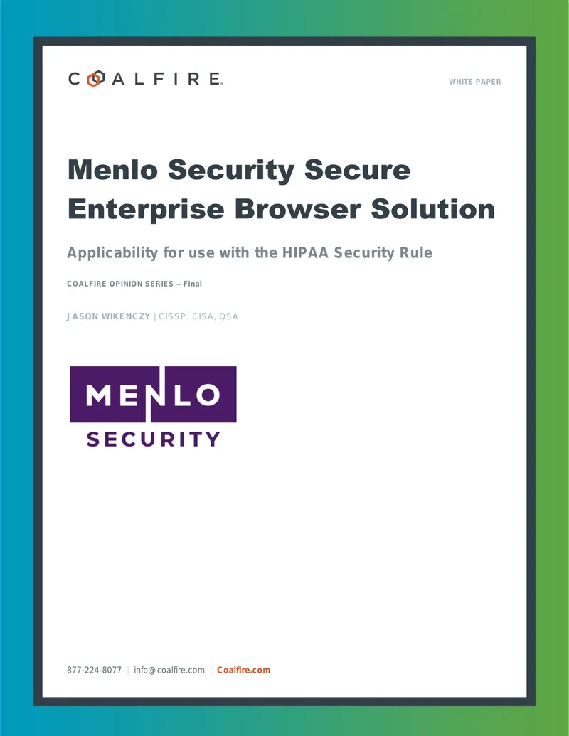 Menlo Security Secure Enterprise Browser HIPAA Applicability Guide