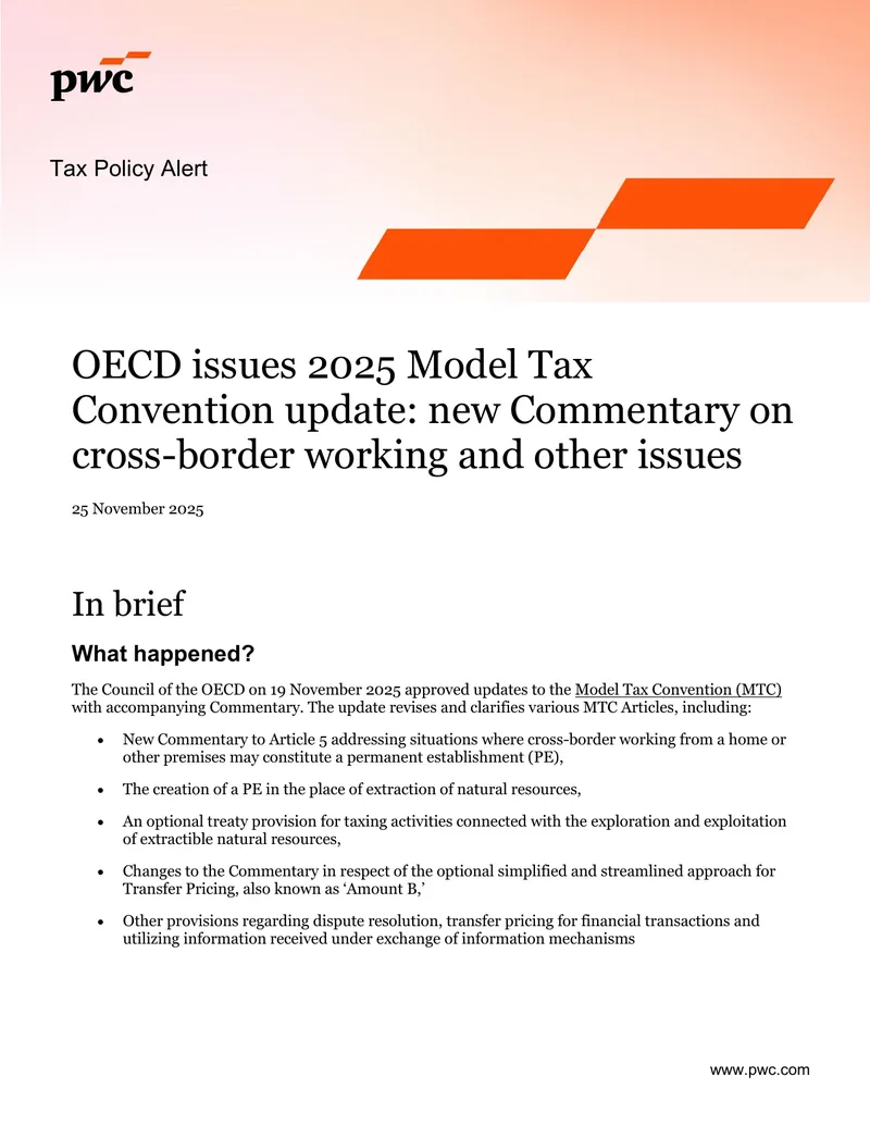 OECD 2025 Model Tax Convention Update Commentary