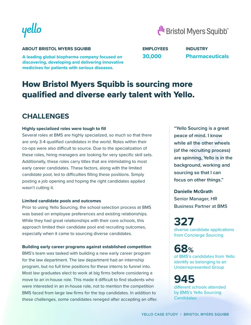 Bristol Myers Squibb Early Talent Sourcing Case Study preview page 1