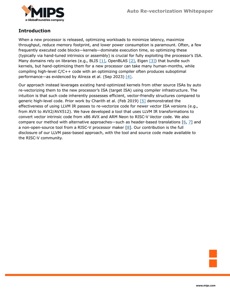 Auto Re-vectorization Methodology and Performance Analysis