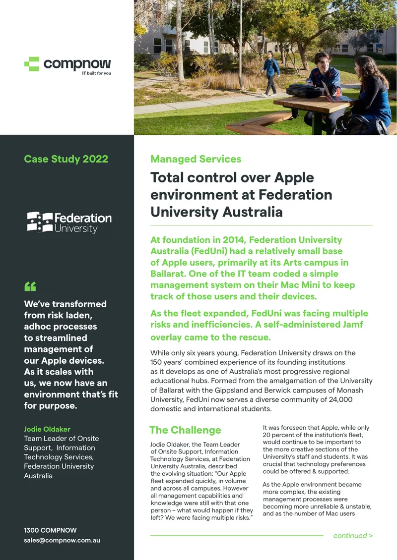 Apple Device Management Transformation at Federation University