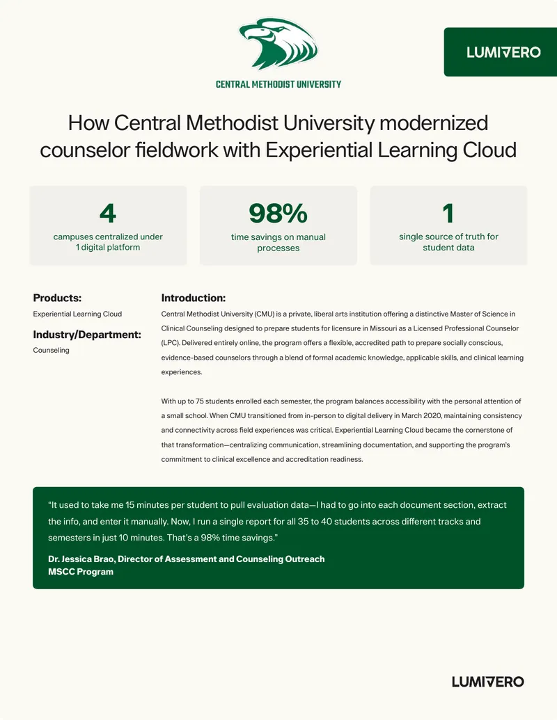 Central Methodist University Counselor Fieldwork Modernization