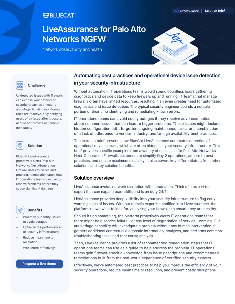 BlueCat LiveAssurance for Palo Alto Networks NGFW