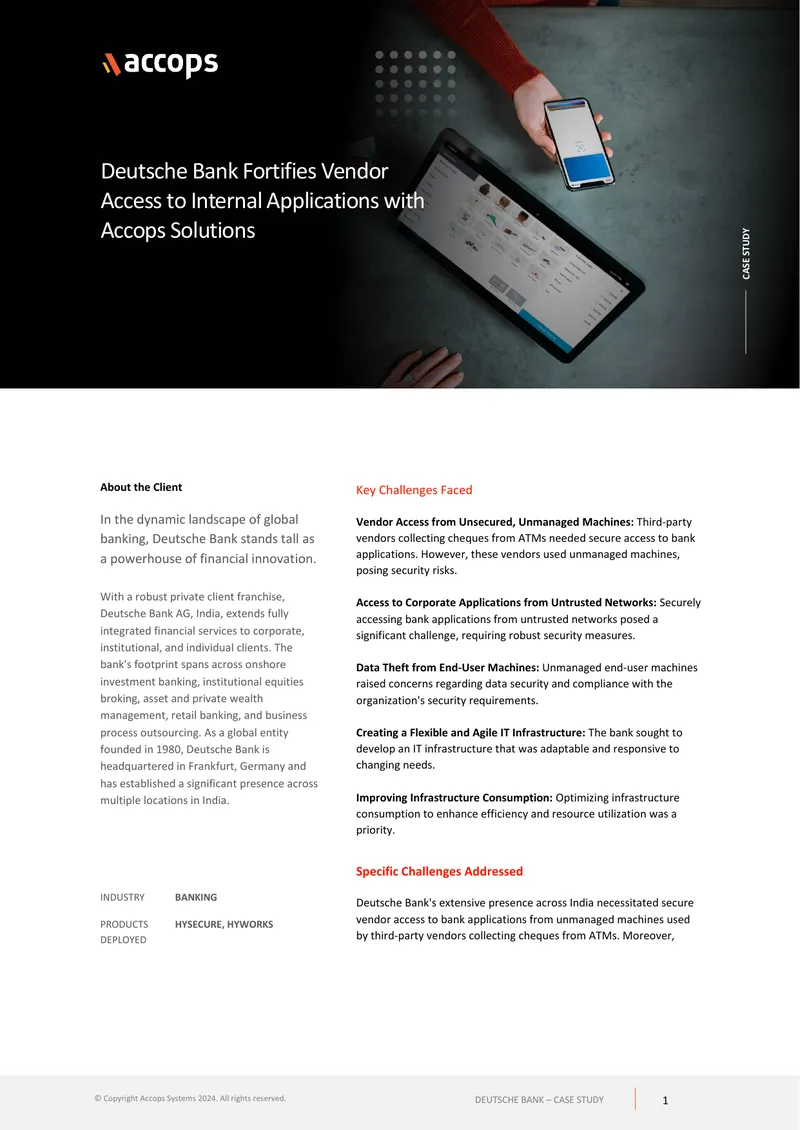 Deutsche Bank Case Study on Secure Vendor Access