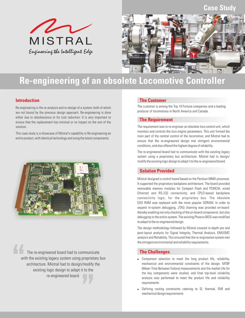 Re-engineering of an Obsolete Locomotive Controller