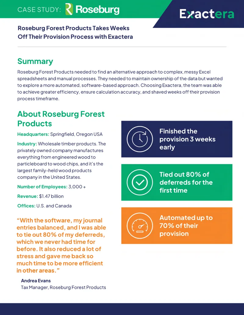 Roseburg Forest Products Tax Provision Case Study