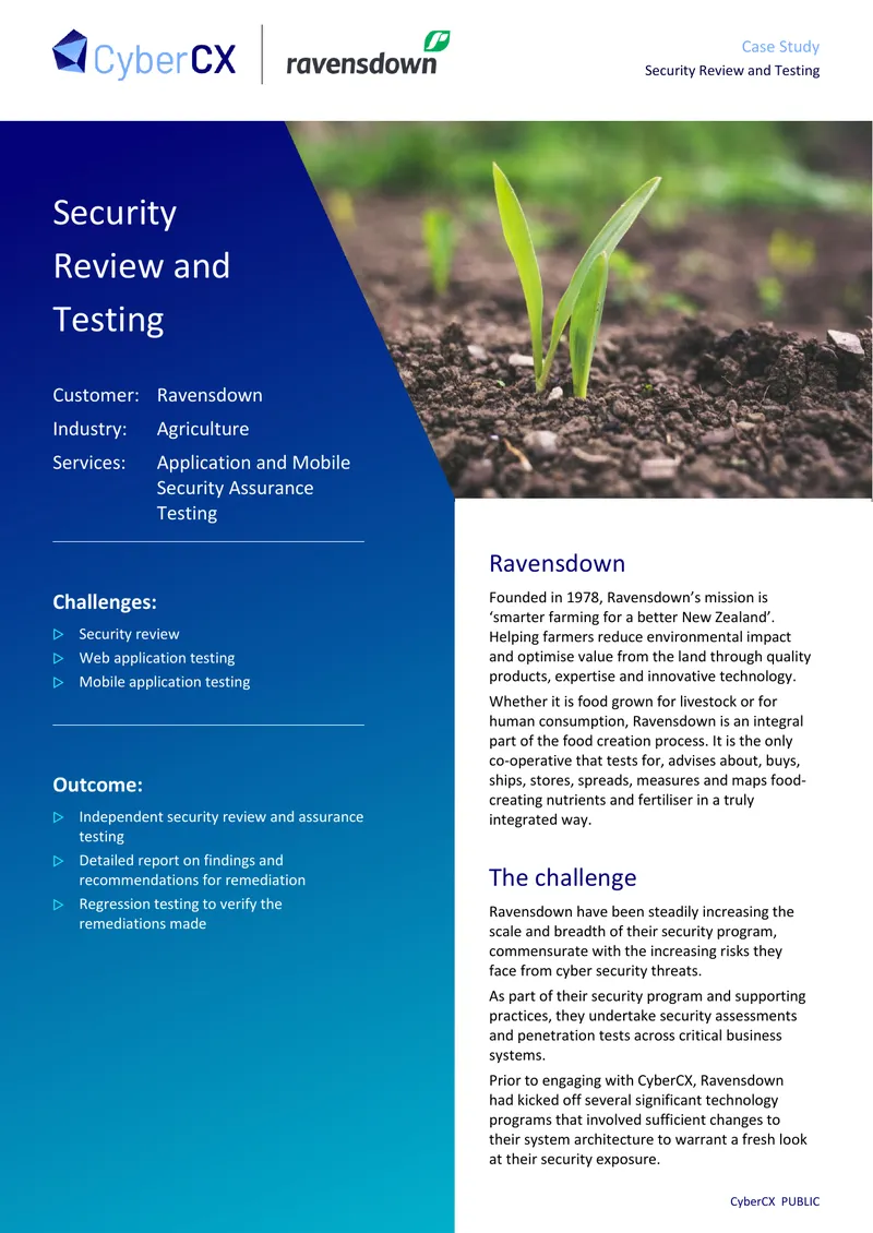 Ravensdown Security Review and Testing Case Study