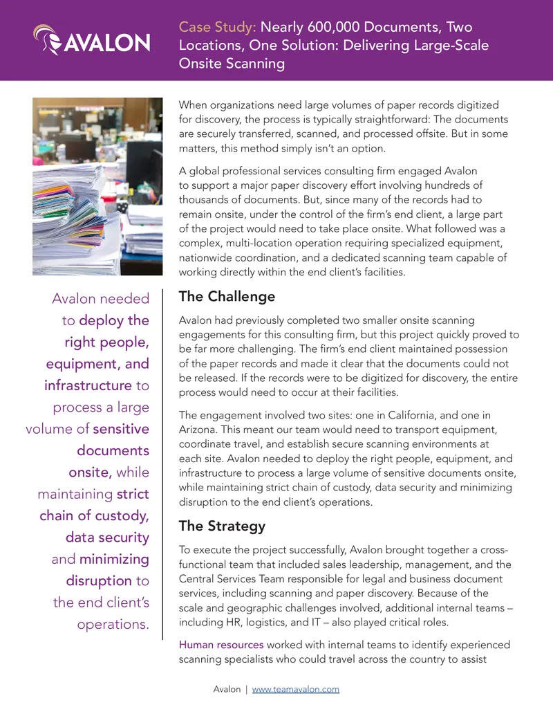 Large-Scale Onsite Scanning Case Study