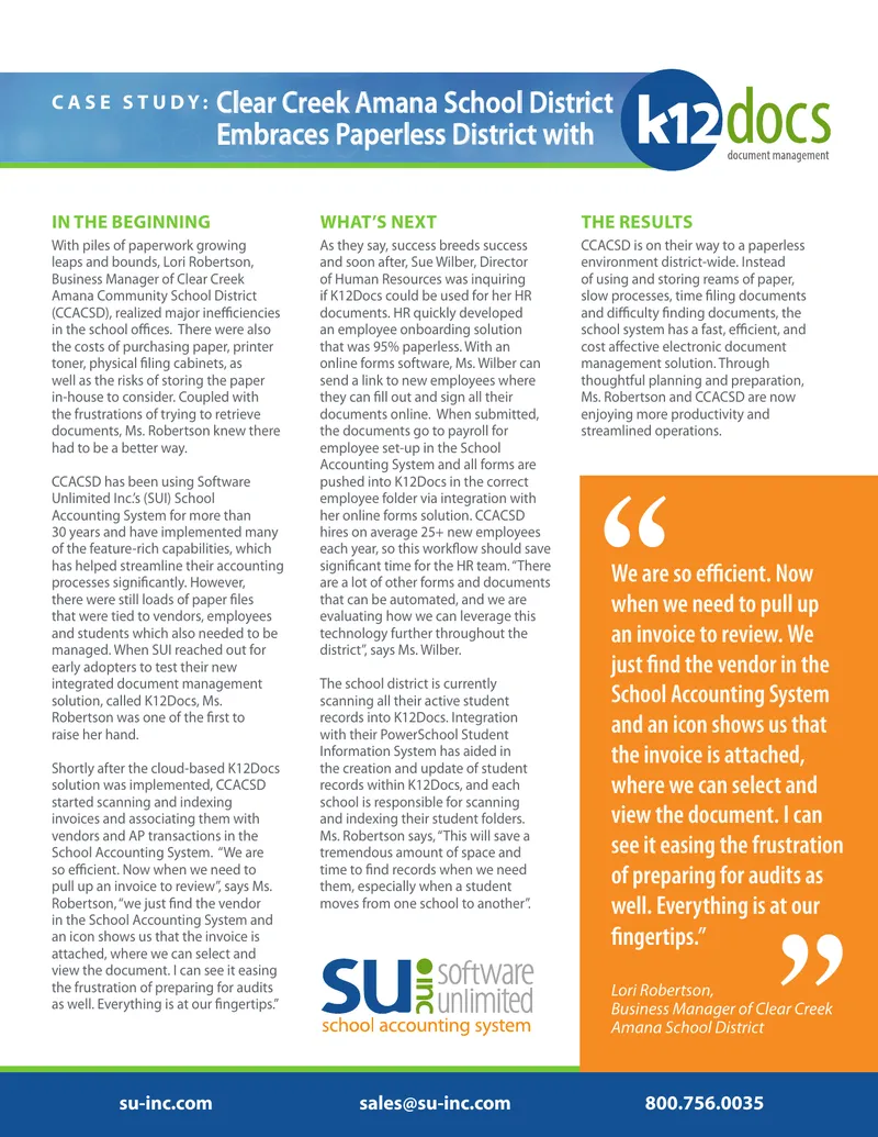 Clear Creek Amana School District Paperless Initiative Case Study