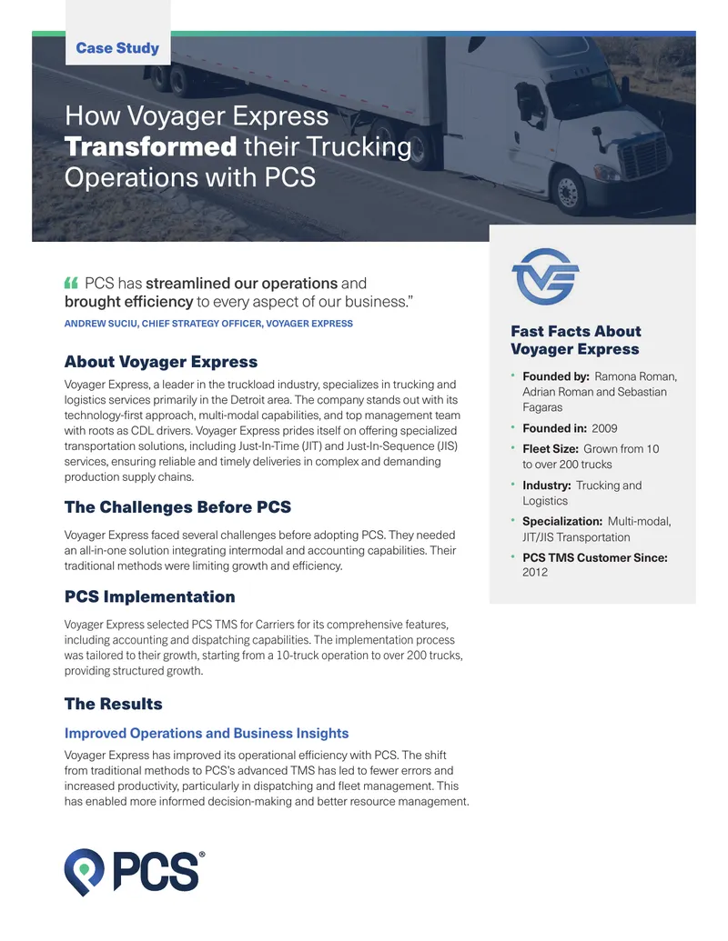 Voyager Express Trucking Operations Transformation Case Study