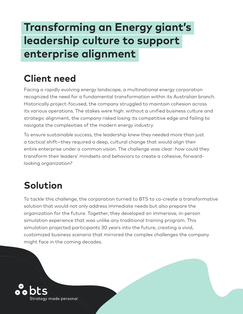 Transforming Leadership Culture in Energy Sector