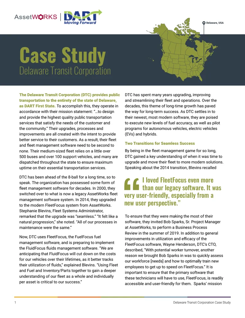 Delaware Transit Corporation Fleet Management Case Study