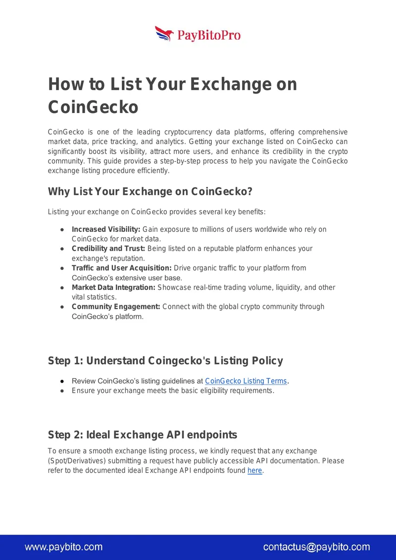 Guide to Listing Your Exchange on CoinGecko