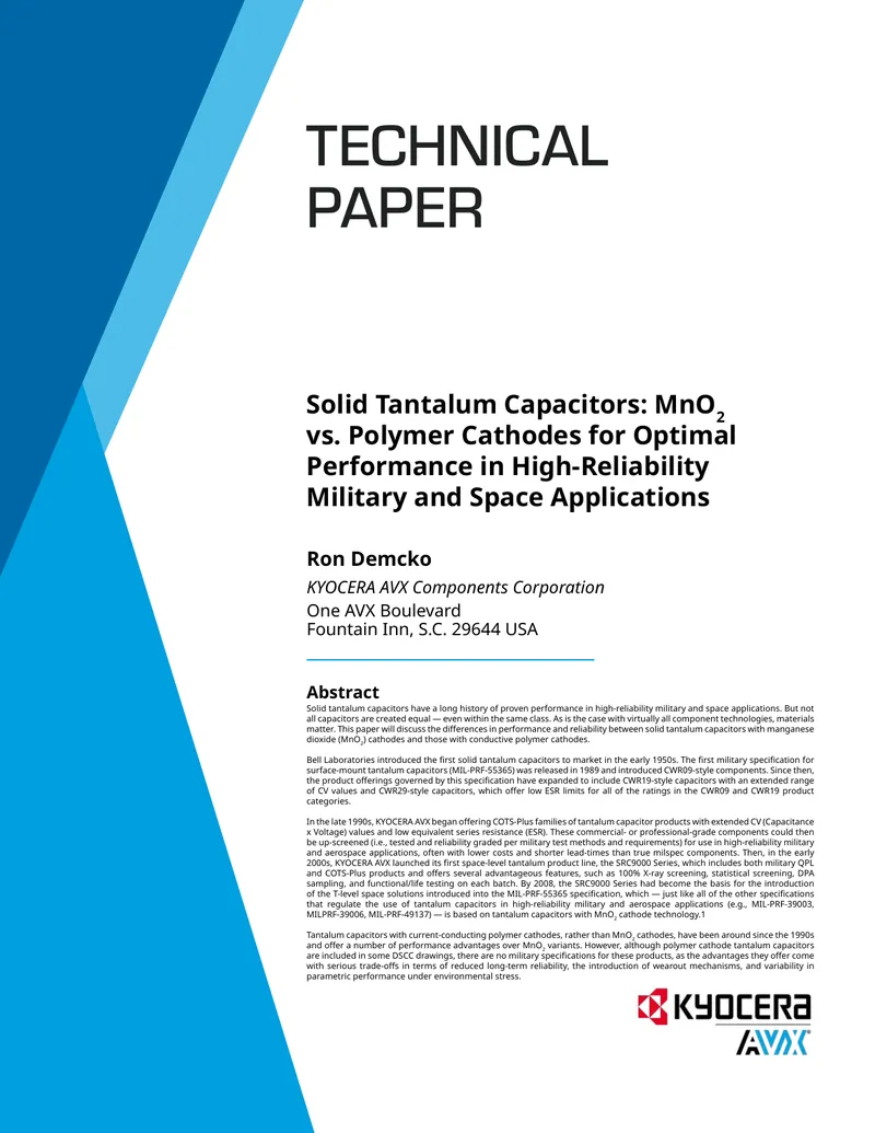 Solid Tantalum Capacitors: MnO2 vs. Polymer Cathodes