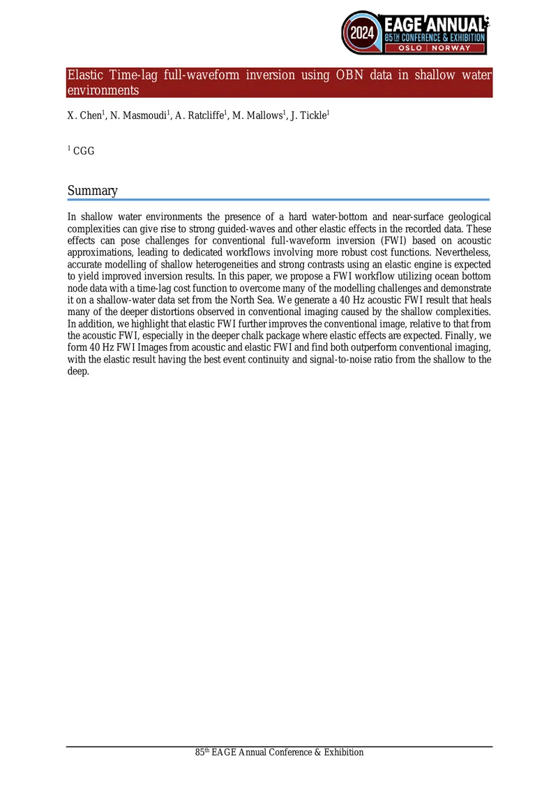 Elastic Time-lag Full-waveform Inversion in Shallow Water