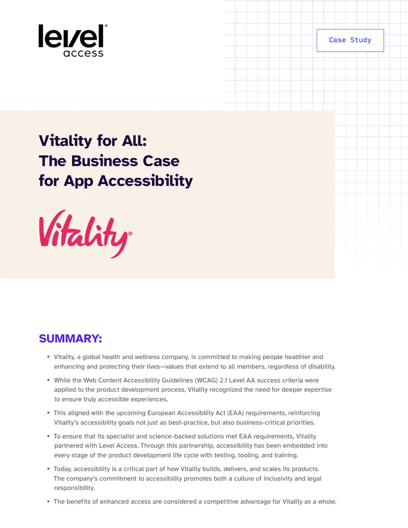 Business Case for App Accessibility at Vitality