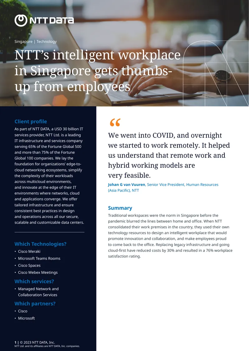 Intelligent Workplace Transformation at NTT Singapore