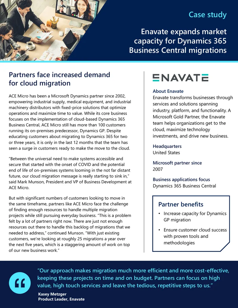 Enavate's Support for Dynamics 365 Business Central Migrations
