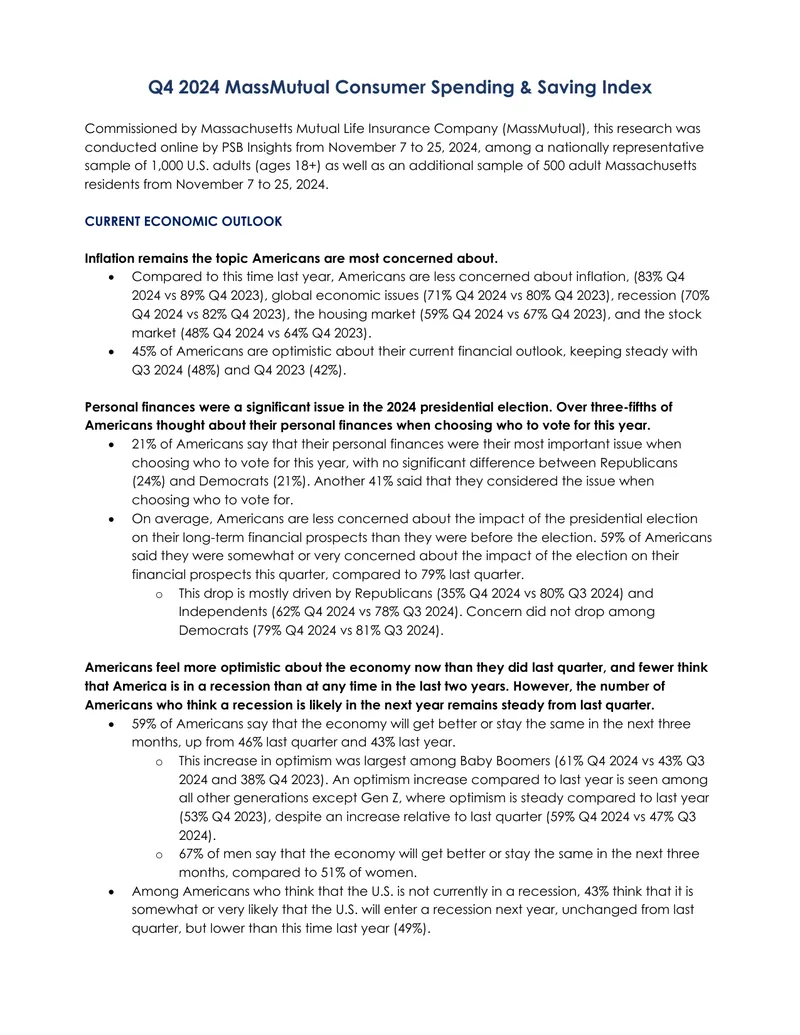 Q4 2024 MassMutual Consumer Spending and Saving Index