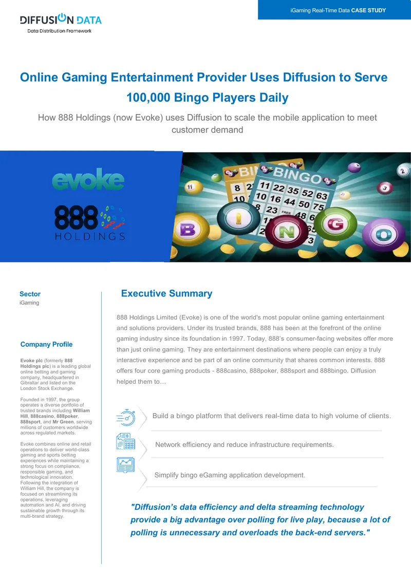 Online Gaming Provider Utilizes Diffusion for Bingo Platform