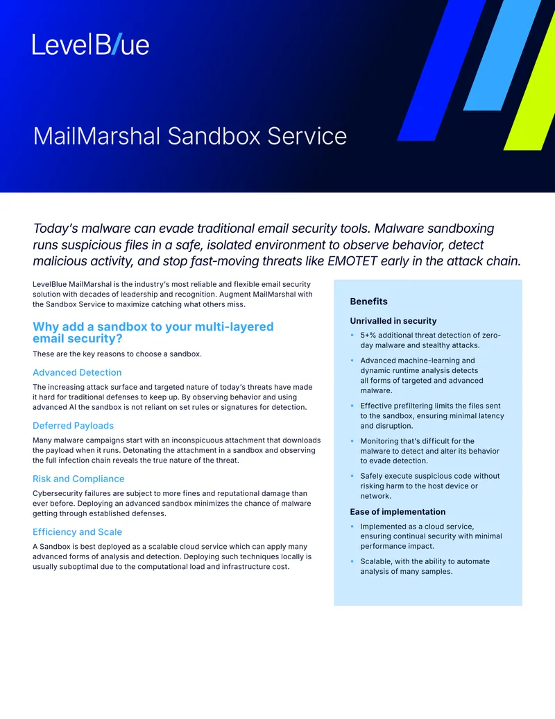LevelBlue MailMarshal Sandbox Service Overview