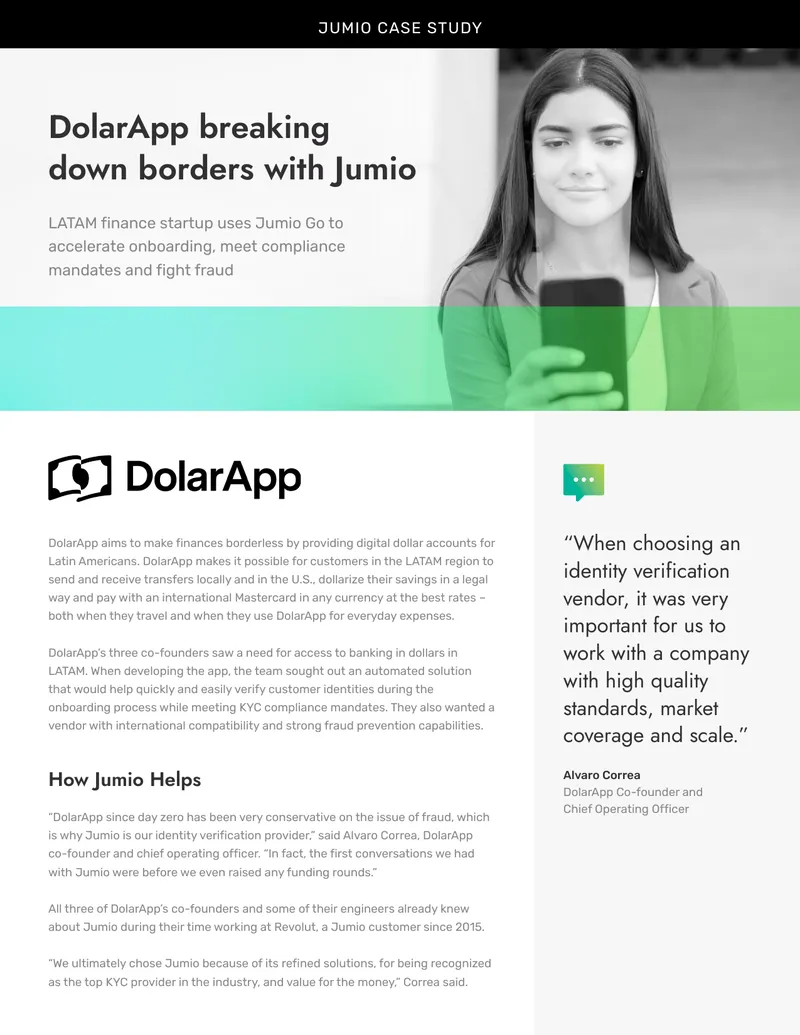 DolarApp Case Study on Identity Verification with Jumio
