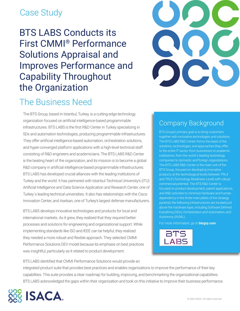 BTS LABS CMMI Performance Solutions Appraisal Case Study