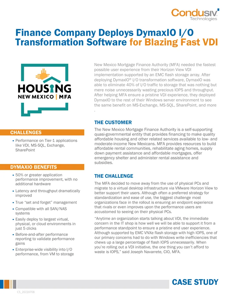 Finance Company Implements DymaxIO I/O Transformation Software