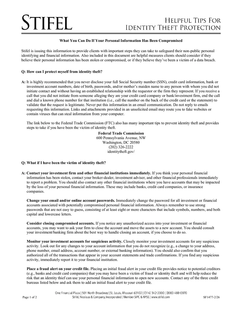 Steps to Take If Personal Information Is Compromised