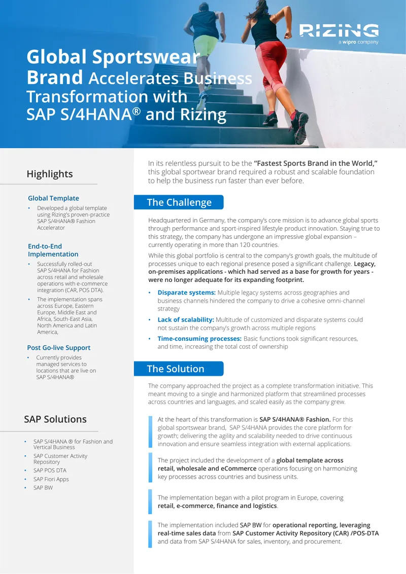 Global Sportswear Brand Transformation with SAP S/4HANA