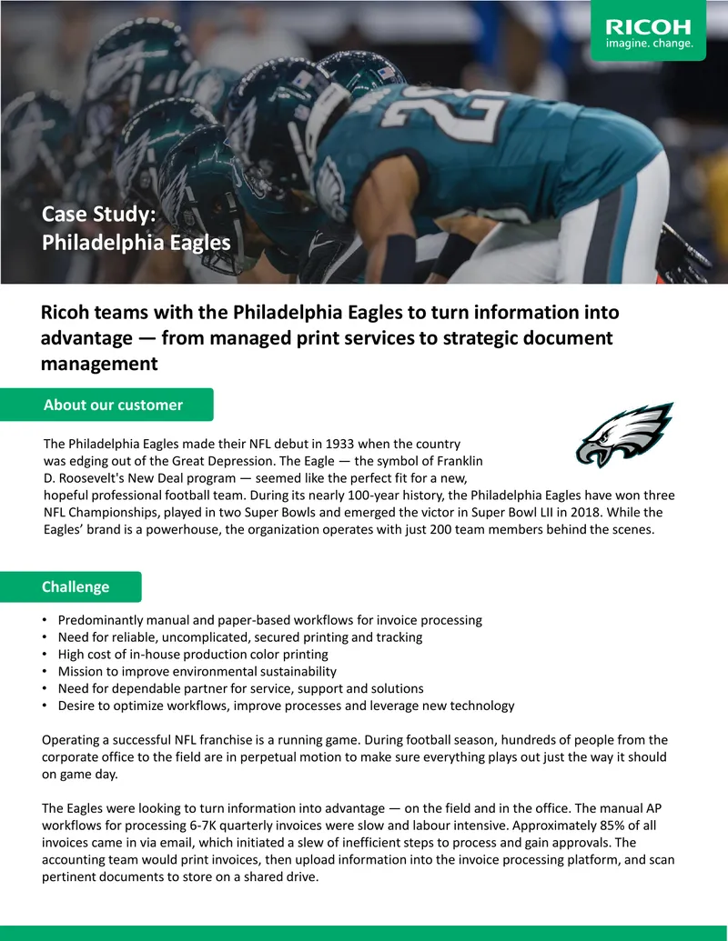 Philadelphia Eagles Case Study on Document Management