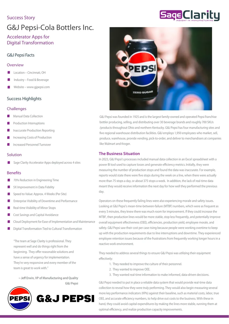 G&J Pepsi-Cola Digital Transformation Success Story