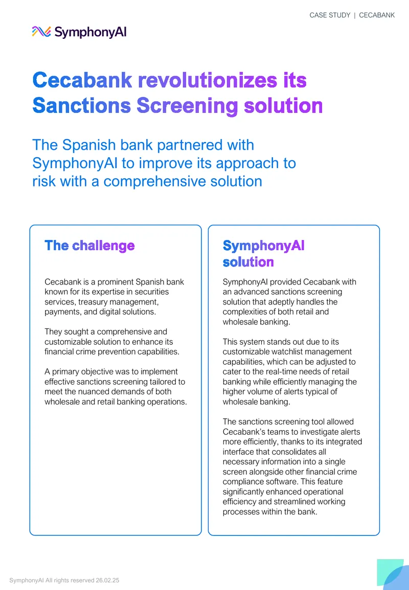 Cecabank Sanctions Screening Solution Case Study