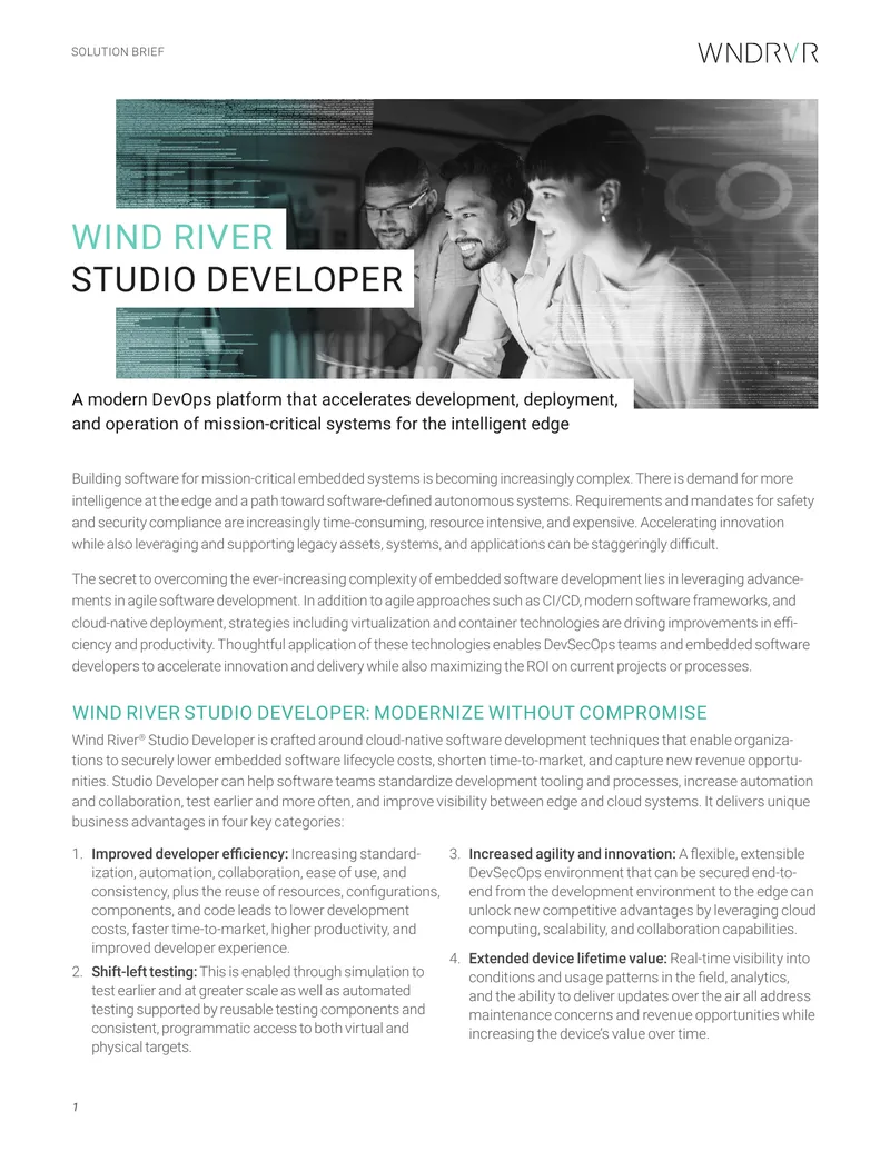 Wind River Studio Developer Solution Brief